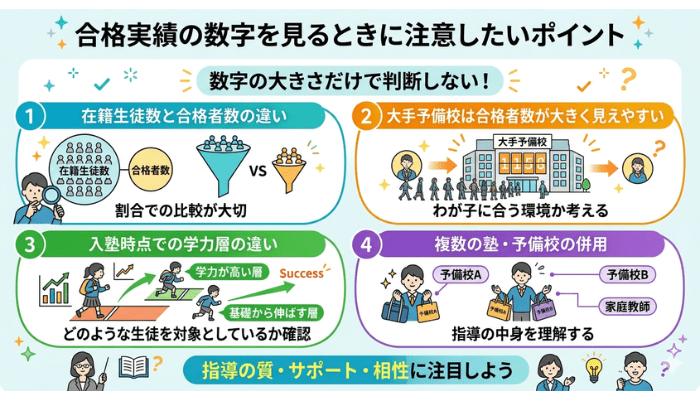 合格実績の数字を見るときに注意したいポイント